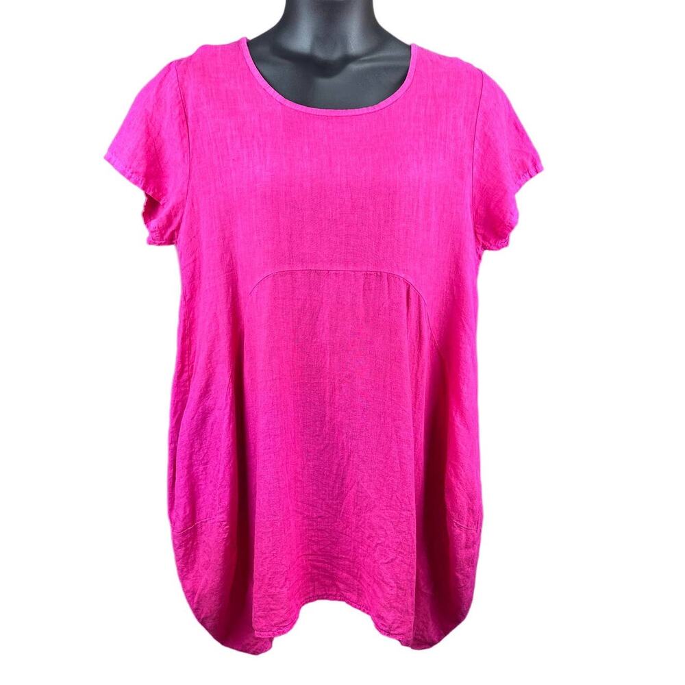Vivian Shyu barbie pink tunic dress lagenlook made in Italy linen LG fits most